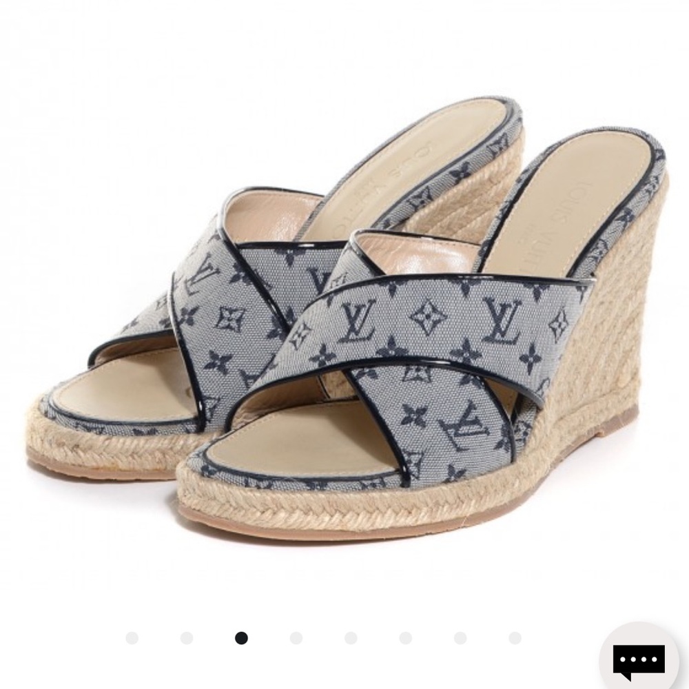 Louis Vuitton Blue and Beige Sandals
